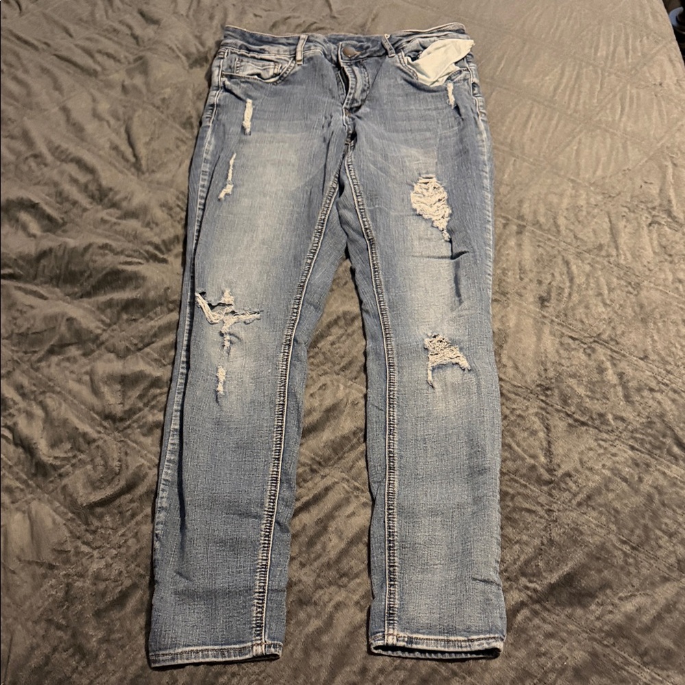 Refuge Light Blue Distressed Skinny Jeans